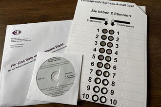A4 Umschlag mit Audio Cd und Wahlschablone